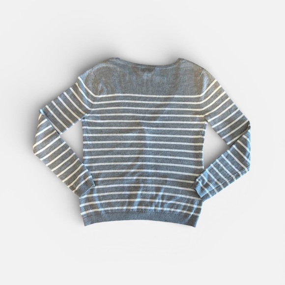 Banana Republic Striped V-Neck Cardigan Grey White Women’s XS - Picture 3 of 9